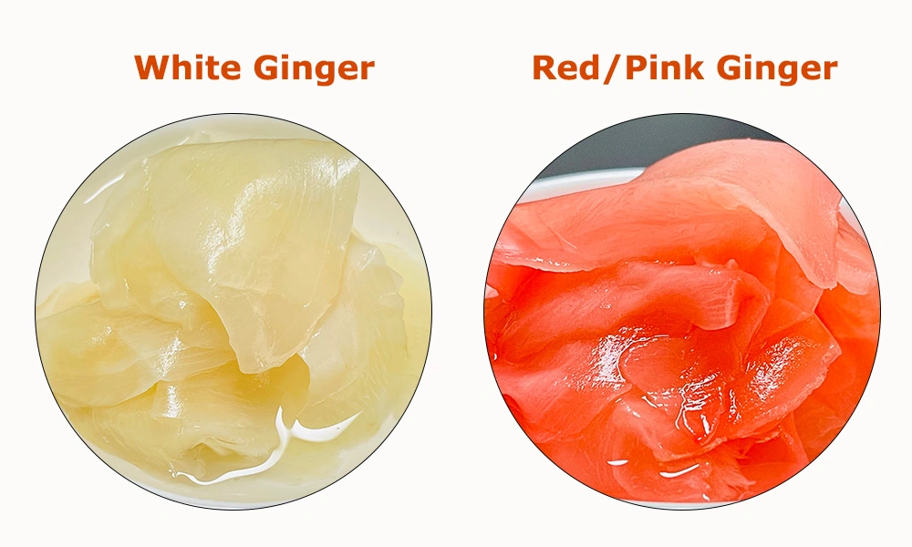 Chinese Japanese Style Fresh Pickled Sliced White Red Pink Sushi Ginger